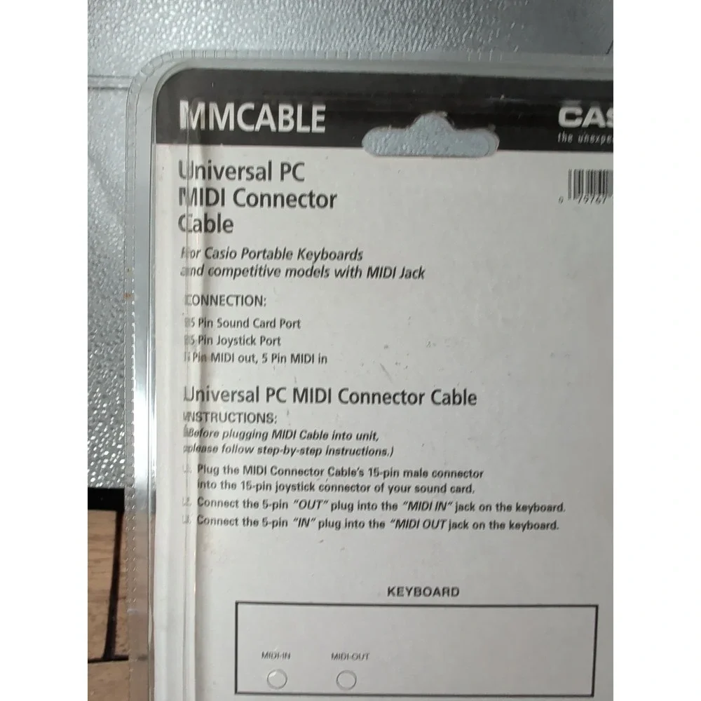 Casio MMCABLE Universal PC MIDI Connector Cable for MIDI Keyboard to PC - Sealed